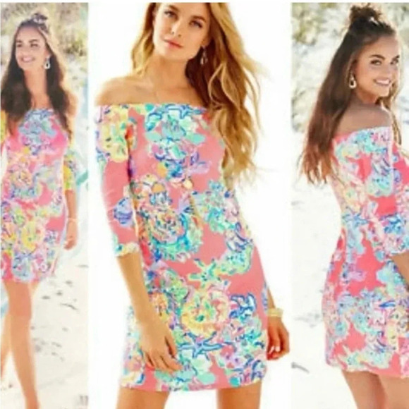 ✨Lilly Pulitzer Laurana Off The Shoulder Dress XS - Picture 1 of 8